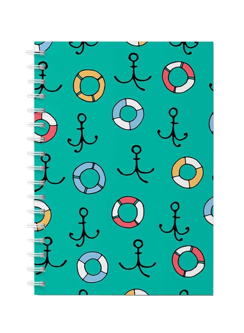 Spiral Notebook For School Or Business Note Taking With 60 Sheets  Anchor and Lifevest Pattern Multicolour