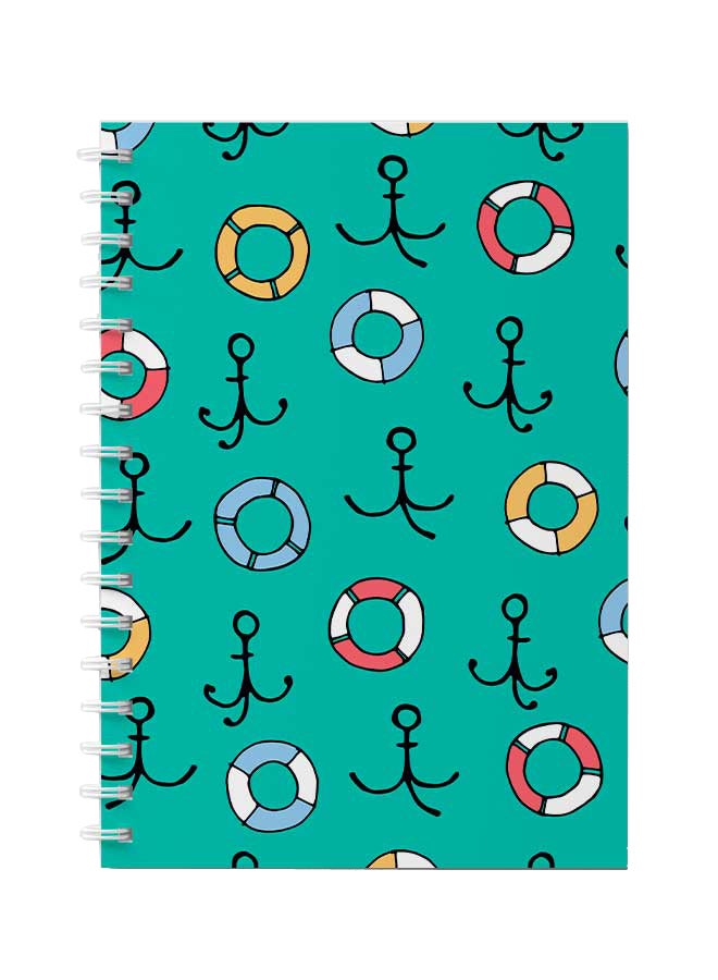 Spiral Notebook For School Or Business Note Taking With 60 Sheets  Anchor and Lifevest Pattern Multicolour