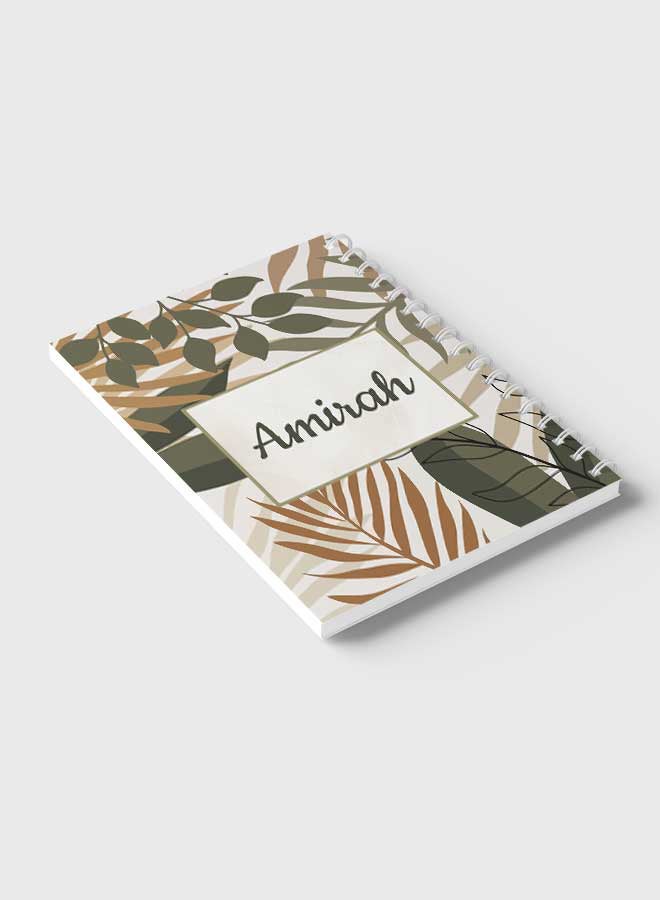 LOWHA - Spiral Notebook For School Or Business Note Taking With 60 Sheets  English Name Amirah Brown/Grey/Black - Image 1