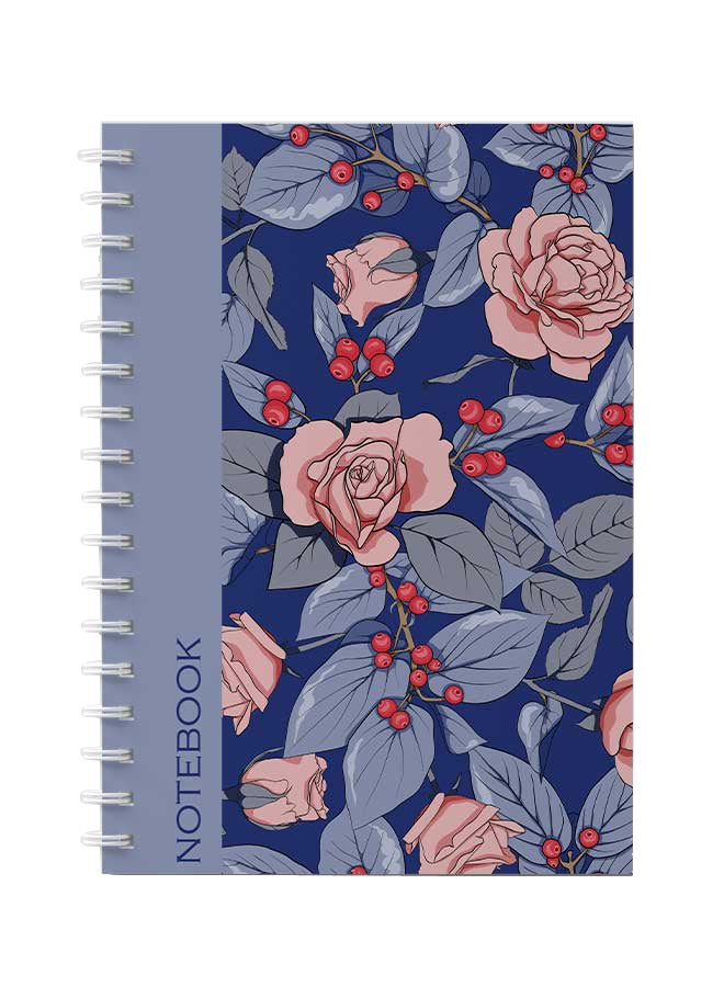 LOWHA Spiral Notebook For School Or Business Note Taking With 60 Sheets  Floral Cherry Art Blue Multicolour - Image 1