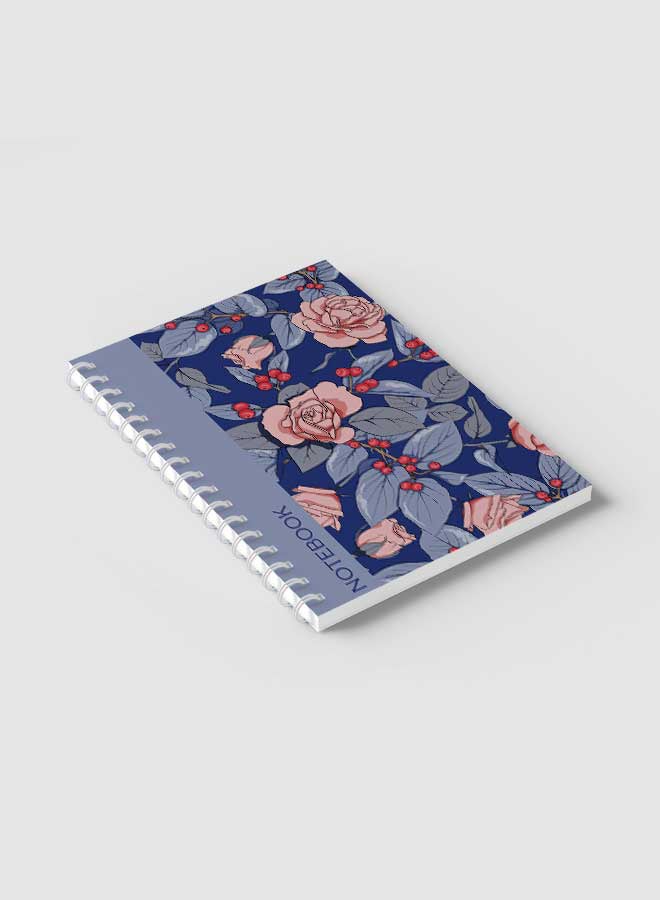 LOWHA Spiral Notebook For School Or Business Note Taking With 60 Sheets  Floral Cherry Art Blue Multicolour - Image 2