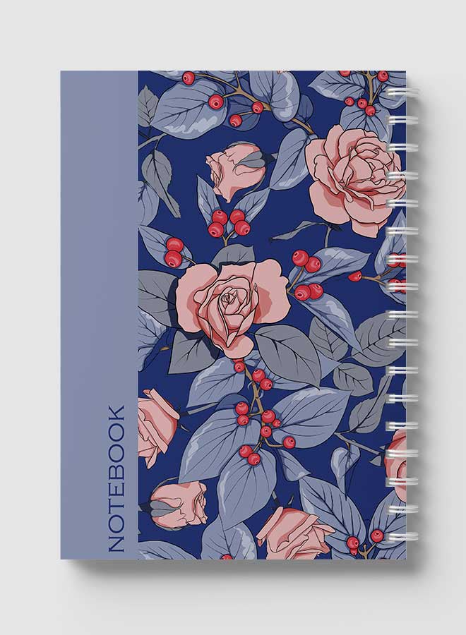 LOWHA Spiral Notebook For School Or Business Note Taking With 60 Sheets  Floral Cherry Art Blue Multicolour - Image 5