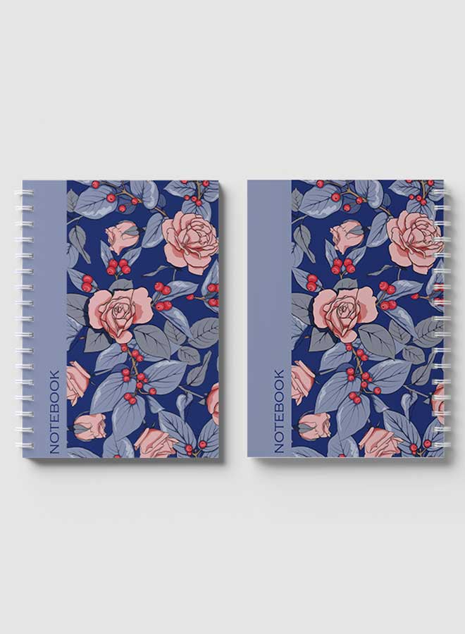 LOWHA Spiral Notebook For School Or Business Note Taking With 60 Sheets  Floral Cherry Art Blue Multicolour - Image 4