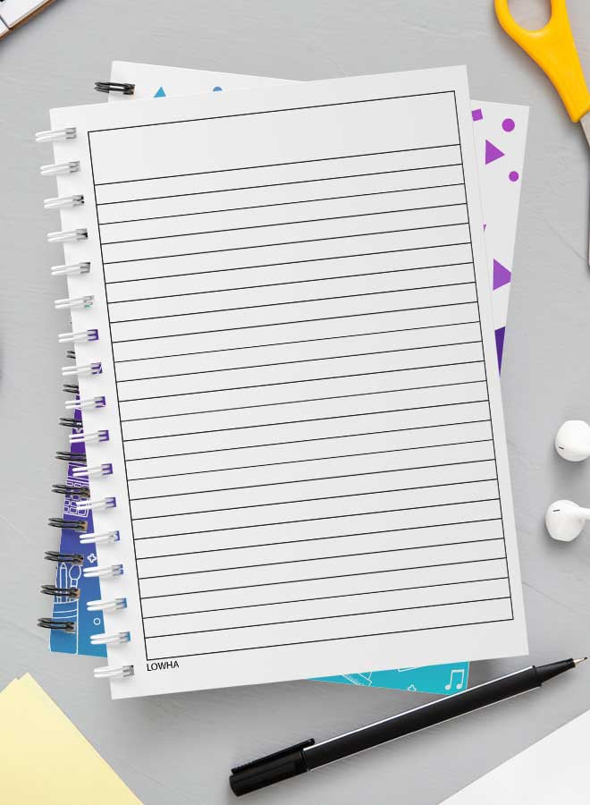 لوحة دفتر ملاحظات بسلك حلزوني للمدرسة أو تدوين ملاحظات العمل يحتوي على 60 ورقة متعدد الألوان - Image 3