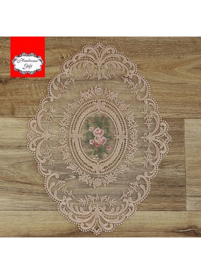 Handsomegift Lace Oval Coasters Pink - Image 2