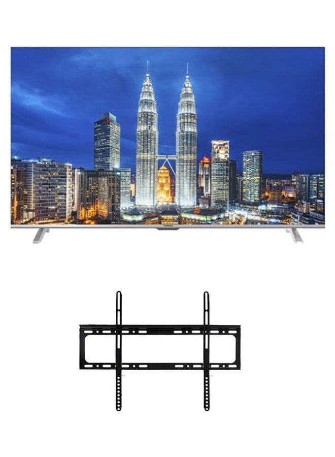 شاشة 65 بوصة سمارت بدون إطار 4K بنظام أندرويد ورسيفر داخلي و3 مداخل HDMI و2 مدخل USB 65UA1400E مع حامل شاشة مسطحة على الحائط GM-B107