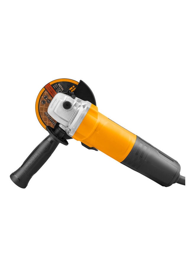 INGCO 750W 115 mm Angle Grinder With Auxillary Handle Yellow 9x30x14cm - Image 2