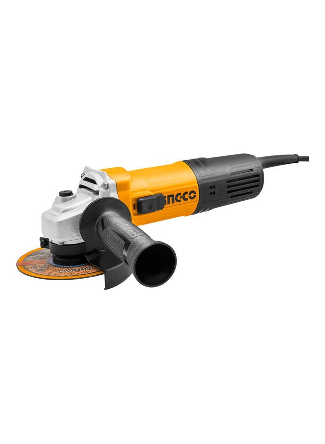 INGCO 750W 115 mm Angle Grinder With Auxillary Handle Yellow 9x30x14cm - Image 1