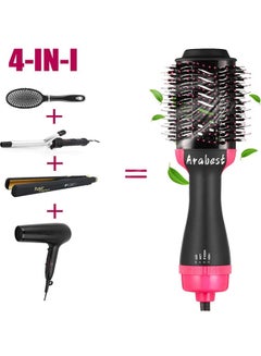 Arabest 4 In 1 Electric Professional Straight Curling Hair Dryer Comb Black/Pink  - Image 1