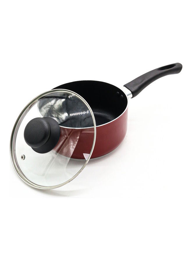 Beefit Non-Stick Ceramic  Coated Sauce Pan With Glass Lid Red 18cm - Image 2
