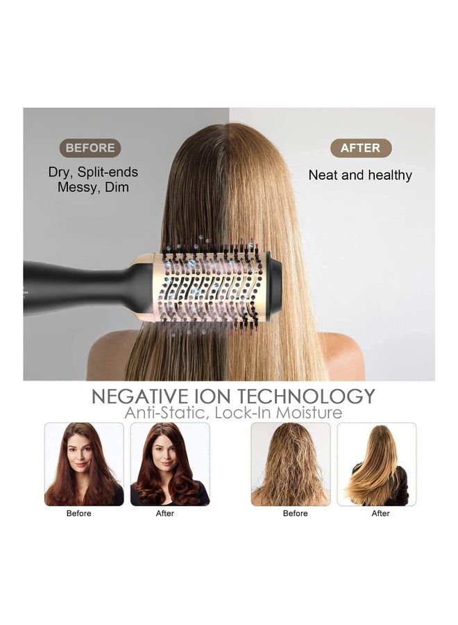 Arabest Electric Professional Straight Curling Hair Dryer Comb Black/Gold - Image 4