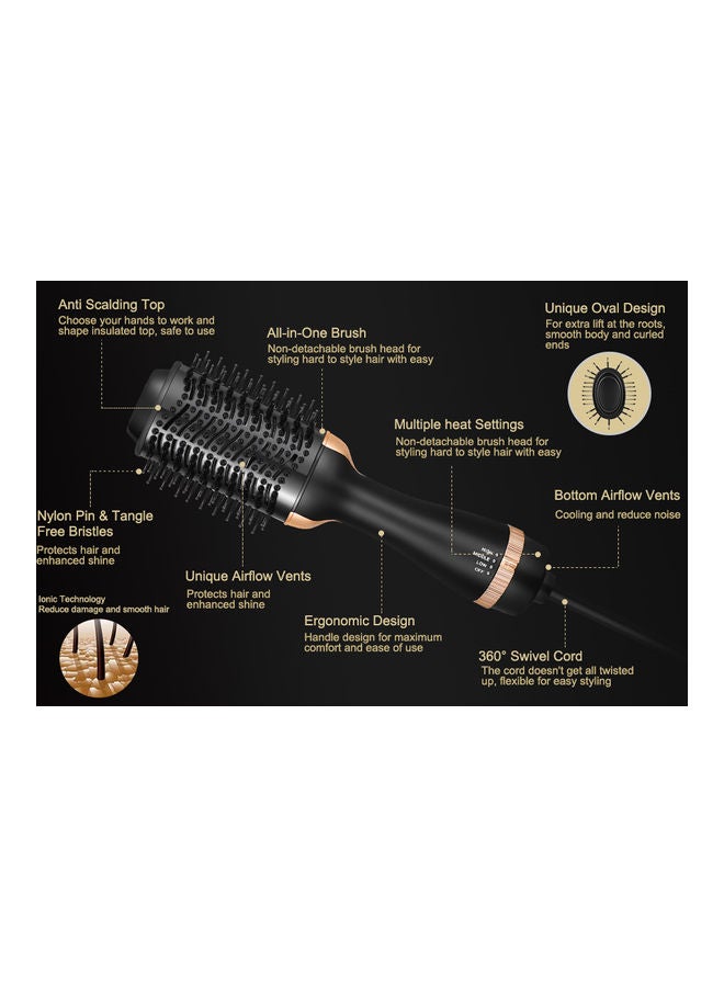 Arabest Electric Professional Straight Curling Hair Dryer Comb Black/Gold - Image 5