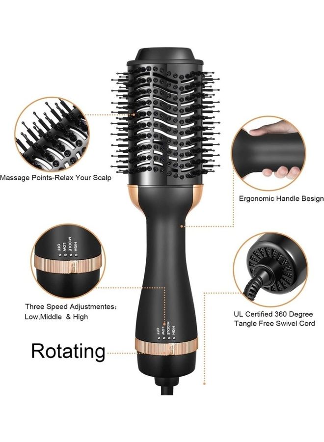 Arabest Electric Professional Straight Curling Hair Dryer Comb Black/Gold - Image 2