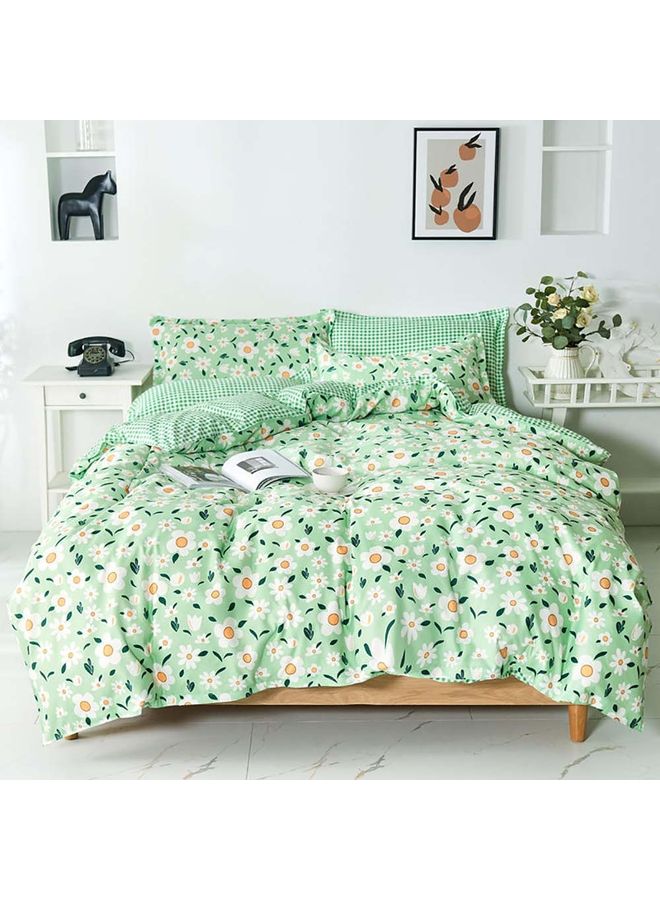 Sharpdo 4-Piece Luxury Bed Duvet Cover Set Cotton Green 220x240cm - Image 1
