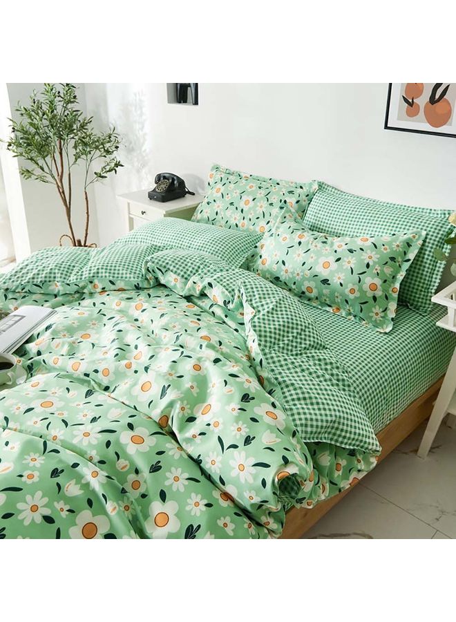 Sharpdo 4-Piece Luxury Bed Duvet Cover Set Cotton Green 220x240cm - Image 2