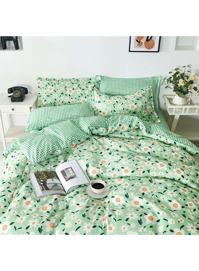 Sharpdo 4-Piece Luxury Bed Duvet Cover Set Cotton Green 220x240cm - Image 3