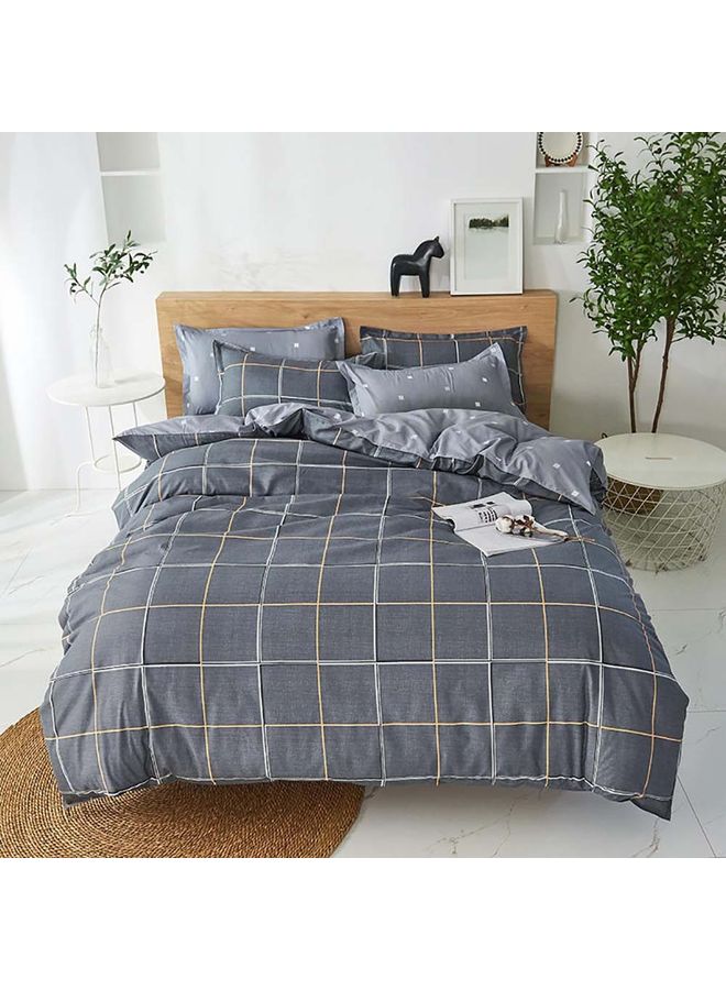 Sharpdo 4-Piece Luxury Bed Duvet Cover Set Cotton Grey 200x230cm - Image 1