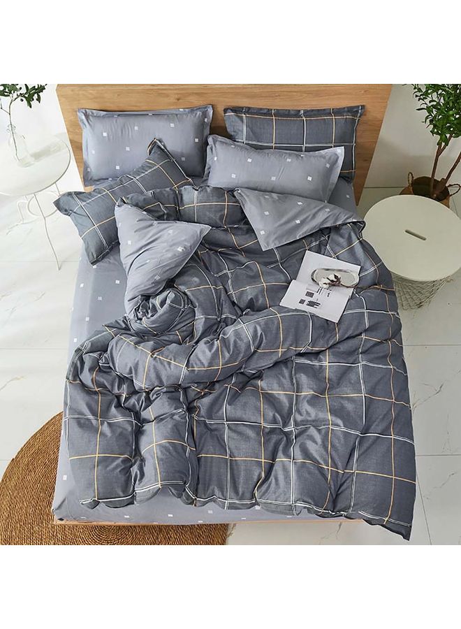 Sharpdo 4-Piece Luxury Bed Duvet Cover Set Cotton Grey 200x230cm - Image 2