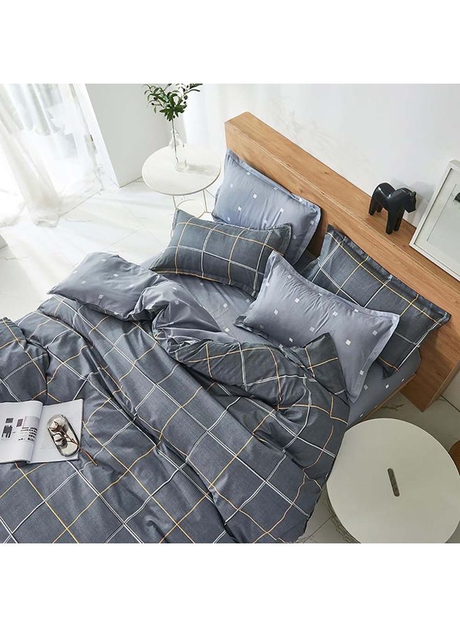 Sharpdo 4-Piece Luxury Bed Duvet Cover Set Cotton Grey 200x230cm - Image 4