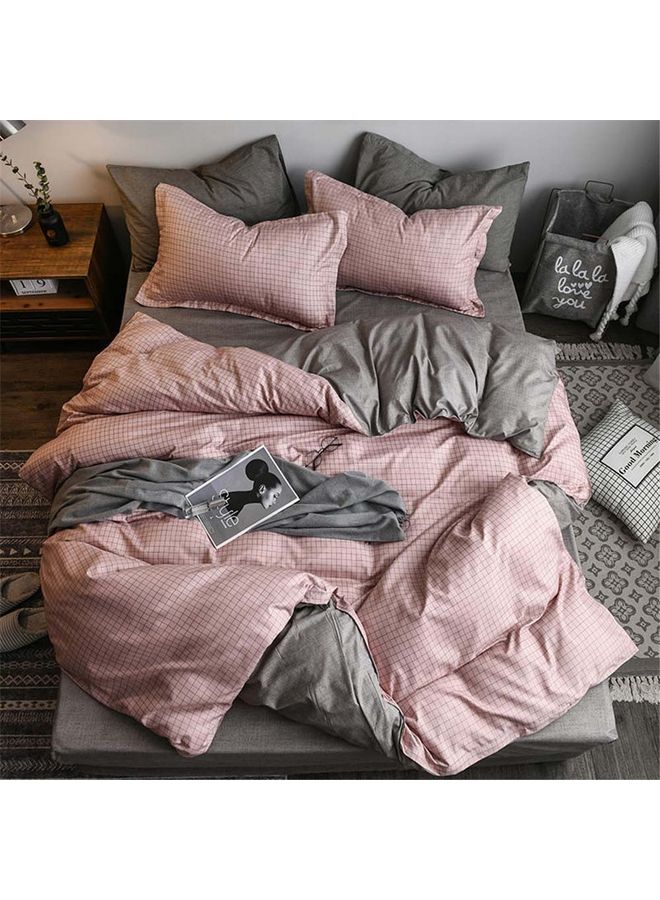 Sharpdo 4-Piece Luxury Bed Duvet Cover Set Cotton Pink 220x240cm  - Image 1