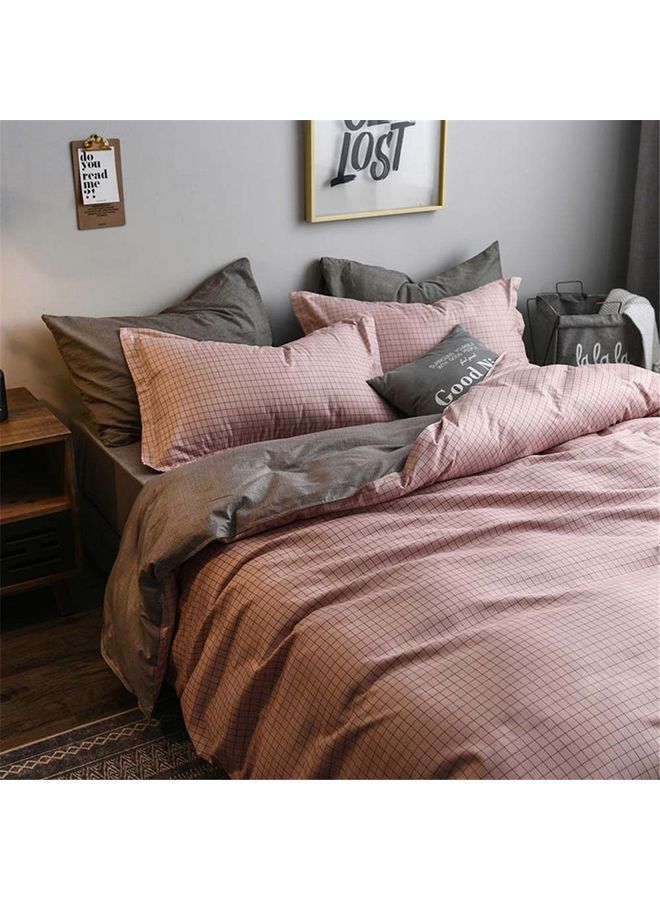Sharpdo 4-Piece Luxury Bed Duvet Cover Set Cotton Pink 220x240cm  - Image 4