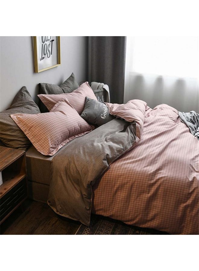 Sharpdo 4-Piece Luxury Bed Duvet Cover Set Cotton Pink 220x240cm  - Image 5