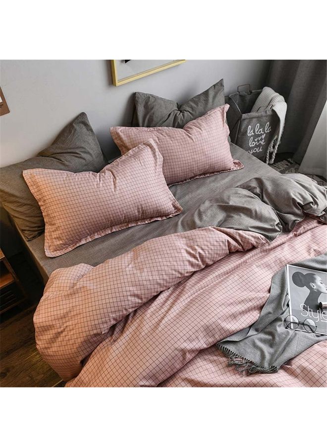 Sharpdo 4-Piece Luxury Bed Duvet Cover Set Cotton Pink 200x230cm - Image 5