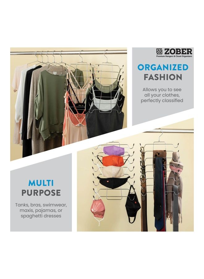 ZOBER 4-Piece Top Hanger And Bra Organizer Folding Hanger Silver 53cm Silver 53cm - Image 3