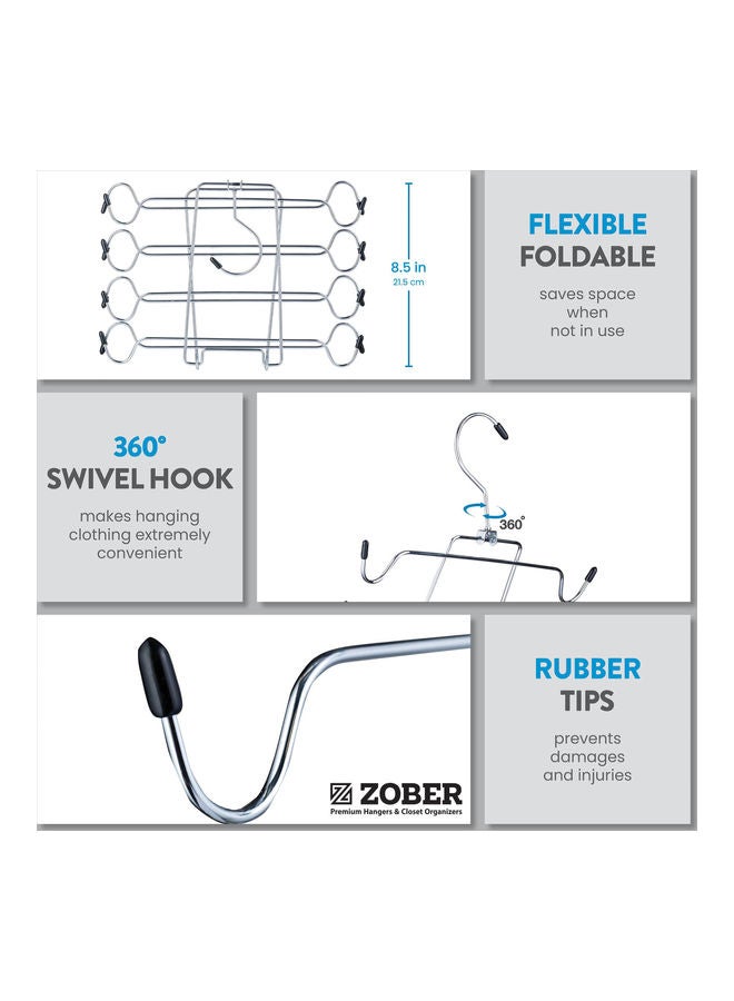 ZOBER 3-Piece Top Hanger And Bra Organizer Folding Hanger Silver 53cm Silver 53cm - Image 4