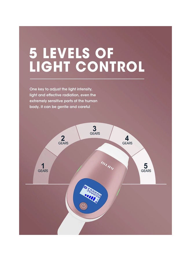 ملاي جهاز إزالة الشعر T3 بتقنية IPL يعمل بالليزر وبالفلاش المستمر للاستخدام المنزلي زهري - Image 5