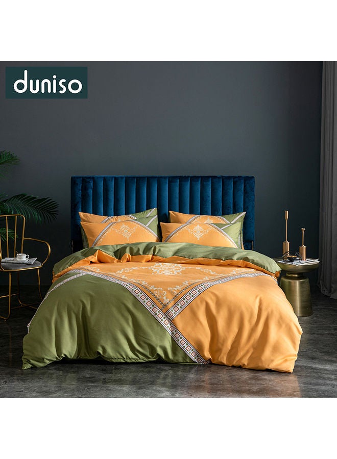 DUNISO 4-Piece Bedding Set Polyester Orange 200x230cm - Image 1