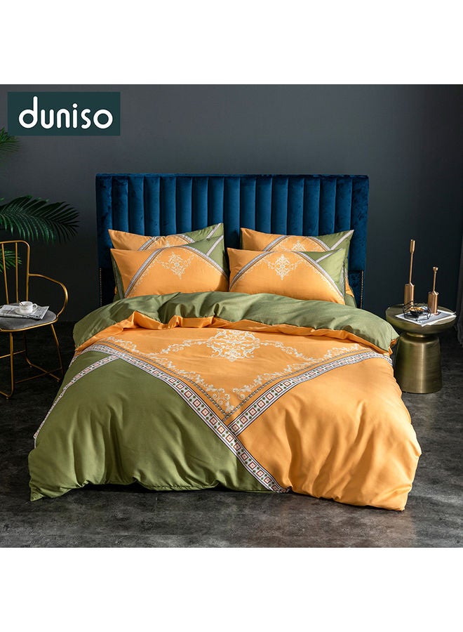 DUNISO 4-Piece Bedding Set Polyester Orange 200x230cm - Image 2