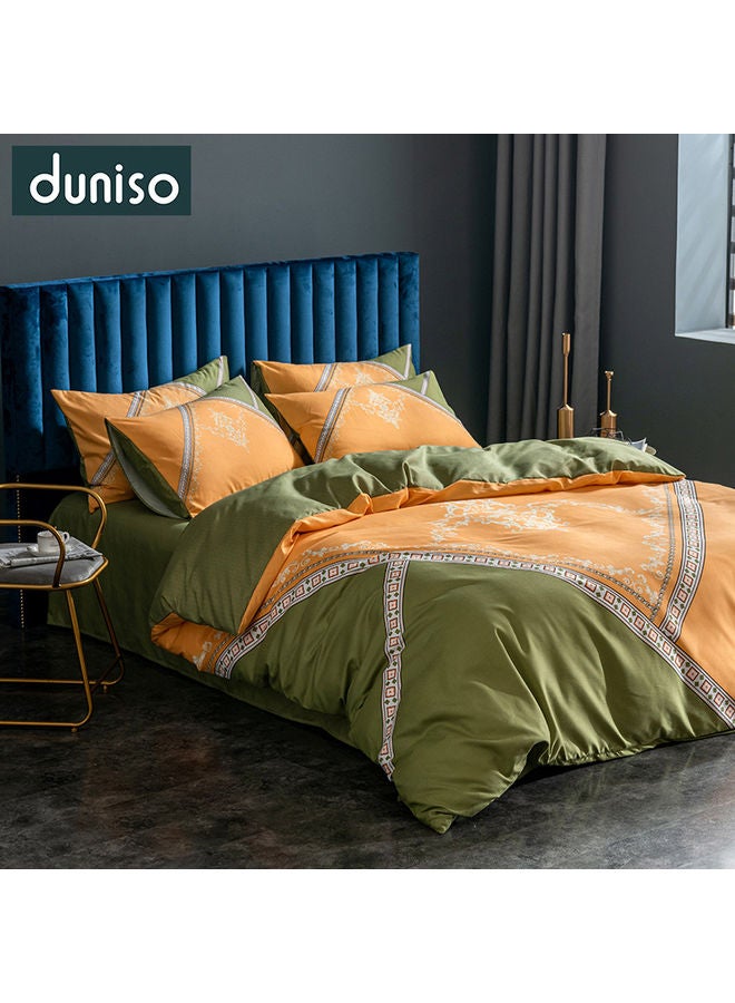 DUNISO 4-Piece Bedding Set Polyester Orange 200x230cm - Image 3