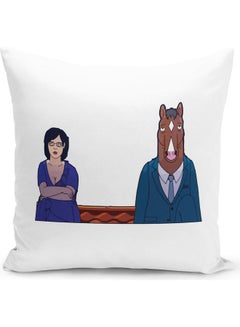 LIT Bojack Horseman Scene Netflix Show Themed Throw Pillow White/Pink/Blue 16x16inch  - Image 1