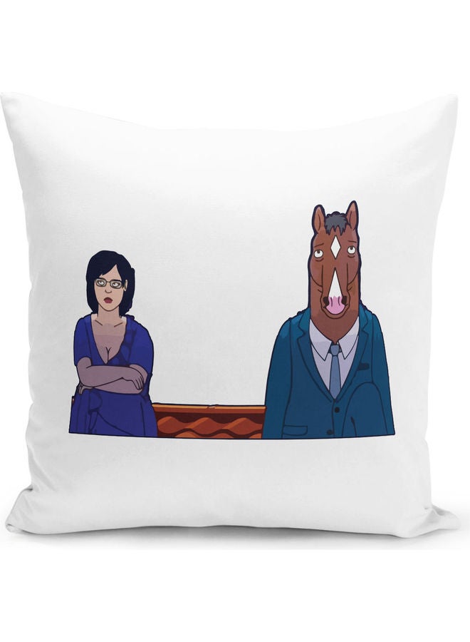 ليت وسادة زينة بطبعة مشهد شخصية بو جاك هورسمان من مسلسل نتفلكس أبيض/ وردي/ أزرق 16x16بوصة - Image 1