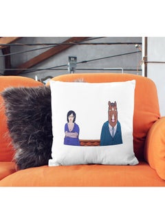 LIT Bojack Horseman Scene Netflix Show Themed Throw Pillow White/Pink/Blue 16x16inch  - Image 2