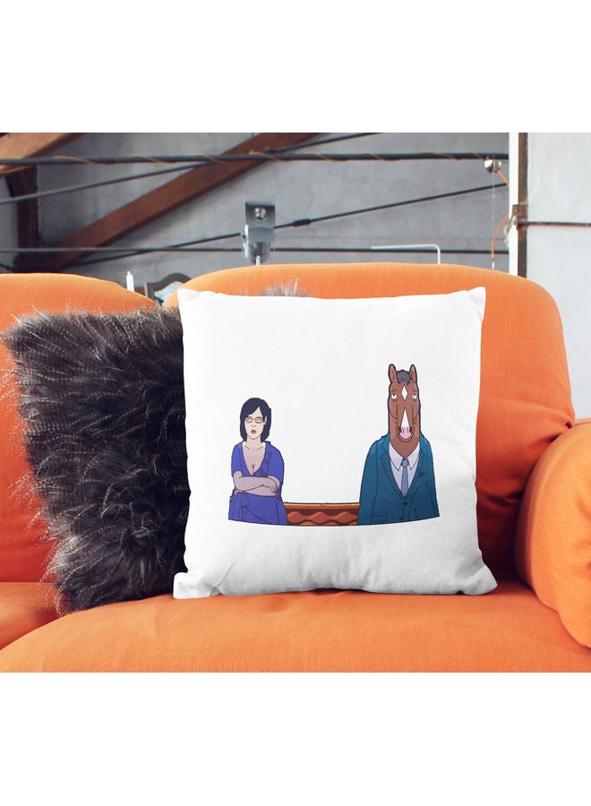 ليت وسادة زينة بطبعة مشهد شخصية بو جاك هورسمان من مسلسل نتفلكس أبيض/ وردي/ أزرق 16x16بوصة - Image 2