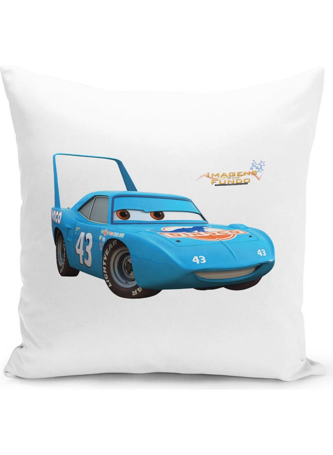 ليت وسادة ديكور بطبعة شخصية سالي كاريرا من فيلم "Cars" أبيض/ أسود/ أزرق 16x16بوصة - Image 1