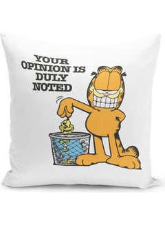 LIT Funny Garfield Quote Themed Throw Pillow White/Blue/Yellow 16x16inch  - Image 1