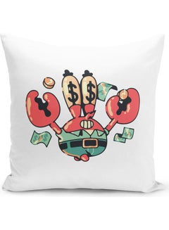 LIT Mr. Krabs Business Man Gift Spongebob Themed Throw Pillow White/Red/Green 16x16inch  - Image 1
