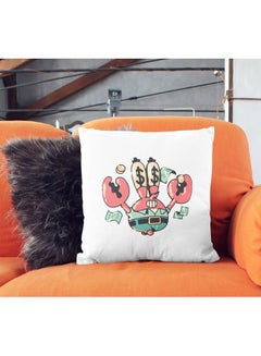 LIT Mr. Krabs Business Man Gift Spongebob Themed Throw Pillow White/Red/Green 16x16inch  - Image 2