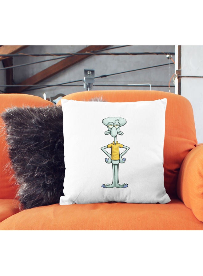 ليت وسادة زينة بطبعة وجه حزين لشخصية سكويدوارد من مسلسل سبونج بوب أبيض/ أخضر/ أصفر 16x16بوصة - Image 2