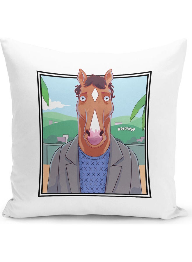 ليت وسادة زينة بطبعة مضحكة في هوليود من مسلسل "Bojack Horseman" أبيض/ وردي/ أزرق 16x16بوصة - Image 1