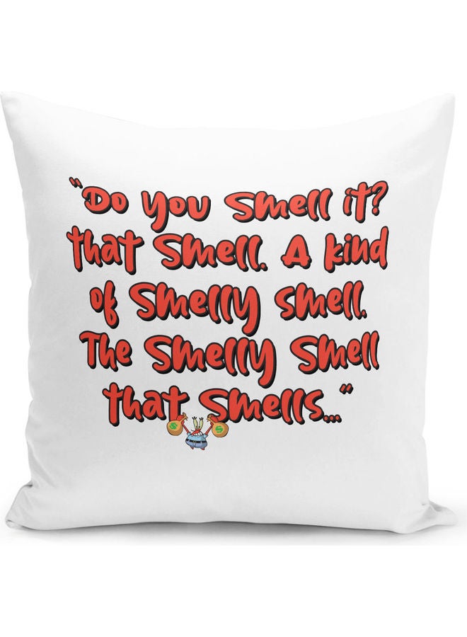 ليت وسادة زينة بطبعة عبارة "Do You Smell" بنمط مسلسل سبونج بوب سكوير بانتس أبيض/أحمر/أزرق 16x16بوصة - Image 1