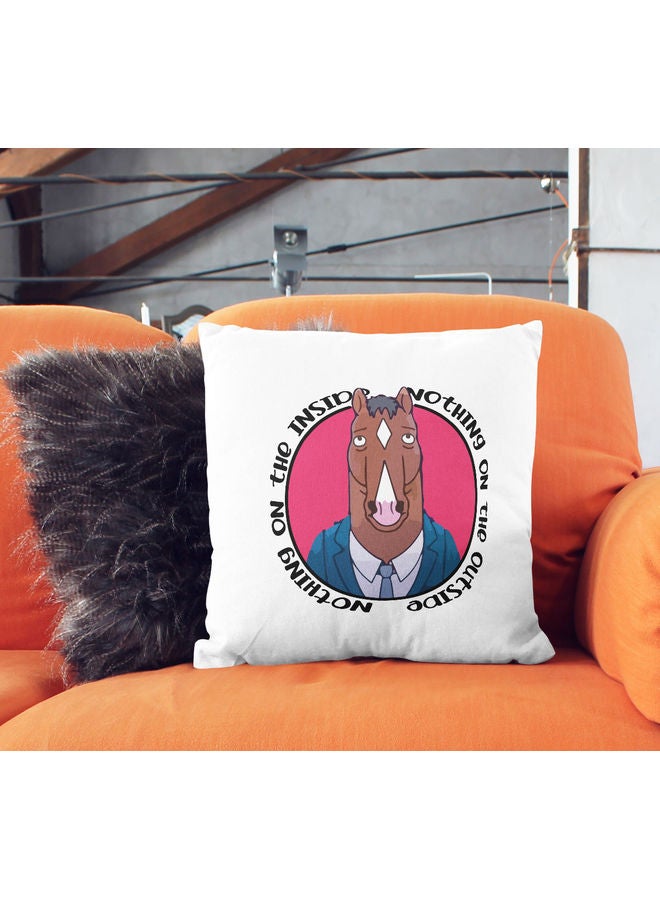 ليت وسادة زينة بطبعة اقتباس "Nothing Inside" تعبر عن شخصية بوجاك هورسمان لون أبيض/ وردي/ أزرق 16x16بوصة - Image 2