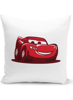 LIT Lighting McQueen Themed Throw Pillow White/Red/Brown 16x16inch  - Image 1