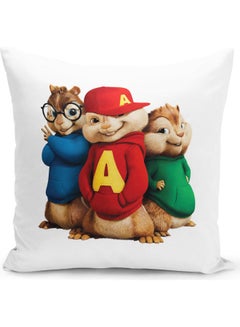 LIT Alvin And Chipmunk Team Themed Throw Pillow White/Red/Yellow 16x16inch  - Image 1