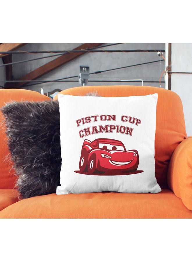 ليت وسادة زينة بطبعة بطل كأس بيستون لايتنينج ماكوين أبيض/أحمر/بني 16x16بوصة - Image 2
