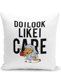 Do I Look Like Care Garfield Themed Throw Pillow White/Pink/Orange 16x16inch