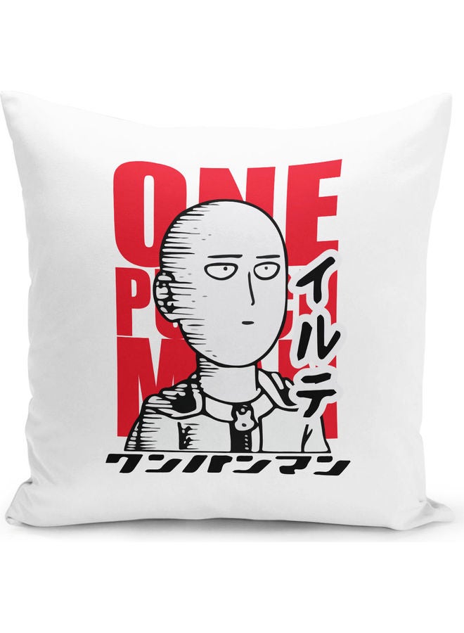 ليت وسادة زينة بتصميم فني بسيط على الطراز الياباني أبيض/ أسود/ أحمر 16x16بوصة - Image 1